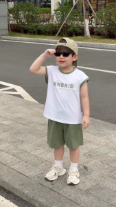 Set bộ cotton áo tanktop BNE KID kèm quần short bé trai đi chơi đi học 9kg đến 28kg BERNIE H0326B33