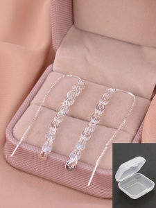 925 Sterling Silver Long Dangle Earrings Women Luxury Simple Tassel Ear Cuff Ultra Shiny Fashion Jewelry Korean Style