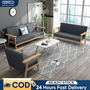 Gold Sofa 1/2/3 Seater Sofa Chair Dustproof Fabric Living Room Furniture Solid Wood kerusi Sofa Nordic style fabric sofa bed沙发