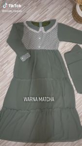 Bahiya Set Gamis Kids Simpel Modern Baju Muslim Anak Tanggung Ceruty Babydoll Import Terbaru 2023