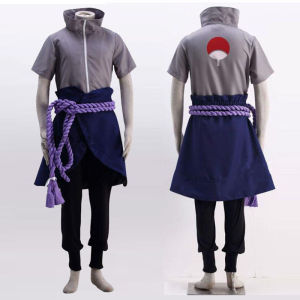 Anime Naruto Uchiha Sasuke Cosplay Costume Naruto Shippuden Kimono Top Pants Belt Full Suits Halloween Comic Role-playing Costumes