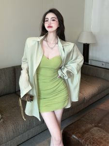 Slim Fit Spicy Girl Dress Set Womens Spring Summer Thin Pure Desire Shirt Wrap around Skirt Two Piece Set High Waist Short Skirt