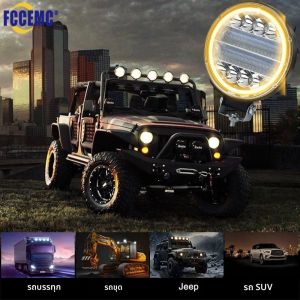 ไฟ LED รถทํางาน Combo น้ําท่วมขับรถสีขาว Amber หมอกโคมไฟรอบสแควร์ไฟหน้า Spot Light สําหรับ 4x4 Offroad ATV UTV รถแทรกเตอร์