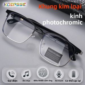Kính Thông Minh Koipsse Dành Cho Nam Và Nữ Với Khung Kim Loại Tròng Kính Đổi Màu Tai Nghe Bluetooth Không Dây Cảm Ứng Kép Chức Năng Gọi Điện