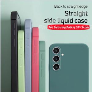 2024 Samsung Galaxy S24 Ultra  Liquid Silicone Case For Samsung Galaxy S23FE Samsung Galaxy S24 PLUS Samsung Galaxy S24 S23 Ultra Plus FE S23U 2023 Straight Edge Soft Flexible TPU Bumper Phone Cover Back Casing Simple Shockproof Solid Color Anti Drop