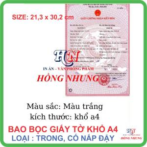SÉT 4 CÁI - BAO ĐỰNG GIẤY ĐĂNG KÝ KẾT HÔN VÀ GIẤY TỜ KHỔ A4