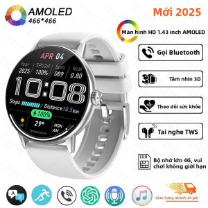 Đồng Hồ Thông Minh DT M5 Bộ Nhớ 4GB Màn Hình AMOLED HD 143 Inch Gọi Bluetooth Chế Độ Thể Thao Hơn 100 Chế Độ Theo Dõi Bài Tập Album Ảnh Tích Hợp Album Video Cục Bộ Đồng Hồ Thông Minh Dành Cho Android & iOS