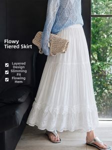 YAYANGREN | Flare Slimming Big Size Lace Skirt Summer White