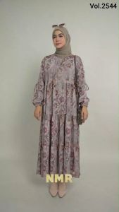 NMR Midi Dress Crespo Printing Vol 2544-4: Bahan Kualitas Tinggi & Desain Elegan
