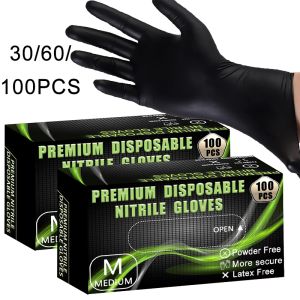 30/60/100PCS Disposable black nitrile gloveswaterproof black nitrile gloves for household cleaningkitchen cooking tools