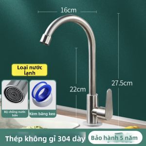 Vòi Nước Chống Bắn 304 Thép Không Gỉ Đơn Lạnh