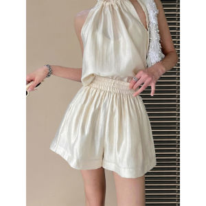 V.C.I | Pearlescent Lustrous Wide-leg High-waist Shorts