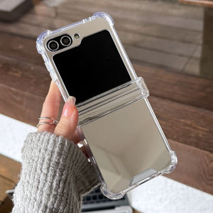 Luxury Mirror Transparent for Magsafe Case for Samsung Galaxy Z Flip 6 5 4 3 7 8 Acrylic Airbag Bumper Shockproof Clear Cover