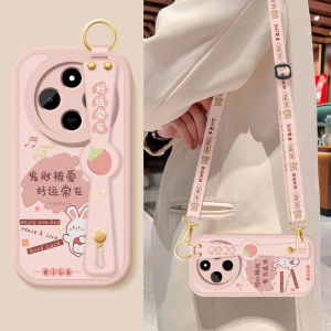 เคสโทรศัพท์ซิลิโคนแบบสะพายข้างสำหรับ Xiaomi Redmi 14R พร้อมสายรัดข้อมือ หนังแกะ ป้องกันการตกหล่น สำหรับผู้หญิง