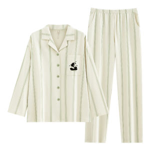 yuenei | Pure Cotton Long Sleeve Womens Sleepwear Casual Home Clothes Spring Autumn Outfit Panda Pattern Comfortable Breathable Spring Fashion