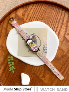 Uhada Smart Watch Band Compatible with Xiaomi Mi Band 8 7 6 9 Creative Knitted Fashion Womens Candy Grid Pattern Sports Bracelet