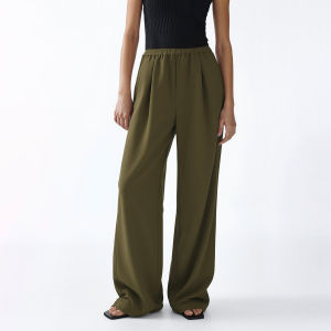AMII | Elastic Waist Wide Leg Pants Black
