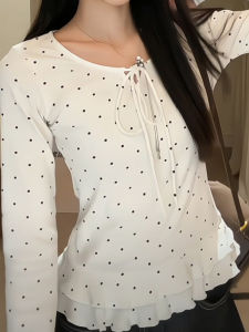 Áo Thun Dài Tay Cổ Tròn Ôm Vừa Vặn Thời Trang Cho Bé Gái Mùa Thu 2025 Áo Thun Cotton Thường Ngày Có Viền Gỗ