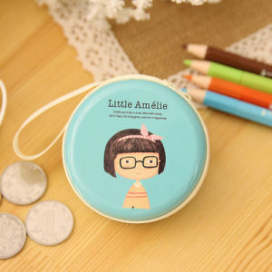 Cute Girls Coin Purse Earphone Bag Prussian Iron round Creative Money Bag Korean Style Stationery Element Festival Gift