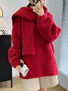 เสื้อสเวตเตอร์คอวีถักหนาสำหรับฤดูหนาว ดีไซน์ลายสัตว์ป่า สไตล์ฤดูใบไม้ร่วง 2022 เสื้อคลุมกันหนาวสำหรับผู้หญิง