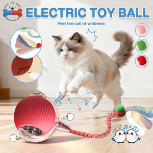 Interactive Cat Toys Moving Cat Ball with Chirping Sound With Elastic Mesh Rechargeable Fast Rolling