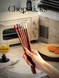Glass Red Sandalwood Chopsticks Household High-end Antibacterial Mildew-proof Chopsticks Home 2025 New Style