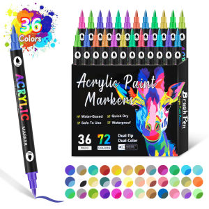72Colors Dual Tip Acrylic Paint Pens Markers 36Pack Art Markers Set Drawing Markers for DIY Crafts Making Art Supplies