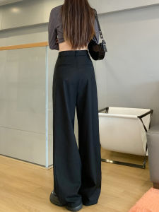 Black High Waist Wide Leg Pants Womens Casual Straight Leg Trousers Autumn Winter New Style Comfortable Drapey Suit Pants