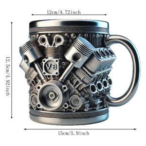 Ly Cà Phê Thép Không Gỉ Thiết Kế Động Cơ V8 Cốc Nước Nhựa Thân Thiện Với Môi Trường Ly Rượu Hài Hước Thiết Kế Động Cơ V6 Dành Cho Bạn Bè Cốc Phong Cách Cổ Điển