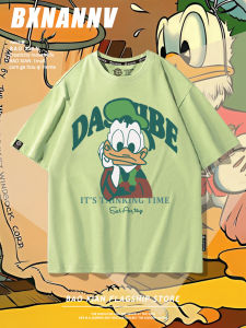 Disney Donald Duck Collaborative Loose Fit Short Sleeve Mens T-Shirt Pure Cotton Retro American Style Youth Fashion Wear