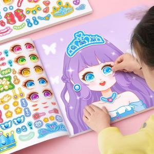 1set Toy Puzzle Stickers Reusable for Girls Cartoon Princess Make A Face Stickers Handicrafts Creative Kids Stickers