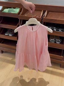 Áo thun PAIBOLI tay ngắn màu hồng bằng chất liệu cotton