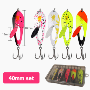 Hopeblaze 5Pcs Metal Spinner Lures Set Double Rotating Flash Blades Anti-rust Sharp Treble Hook Fishing Bait For Bass Trout Pike