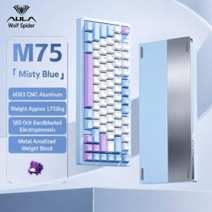 AULA | AULA M75 Mechanical Keyboard Tri Mode Wireless Bluetooth 5G 2.4G Wired CNC Aluminum Case RGB Backlight Hot Swap Gasket Gaming