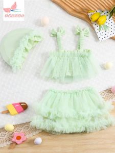 Adorable Kids Bikini Quick Dry Separates Swimsuit Nylon Fabric Princess-Style Dance Performance Outfit for Little Girls