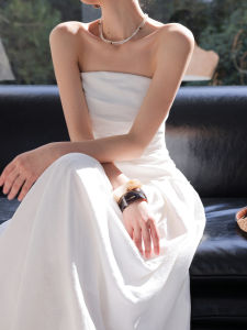 Bộ Đồ Hai Mảnh Mùa Hè Màu Trắng Thời Trang Của JWUNIQUE Cho Nữ Quần Ống Rộng Không Dây Váy Midi Hở Vai Phong Cách Đường Phố