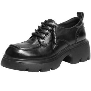 Belle | Vintage Thick Sole Oxford Shoes Black