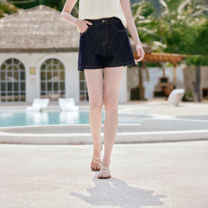 XIANGYING | Vintage Dark Blue Denim Shorts Leg Covering