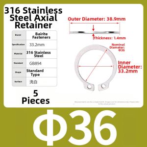 BAIRUITE | Stainless Steel A-Type Retaining Ring for Shaft GB894