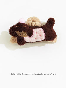 Cute Plush Dachshund Dog Clip Female Hair Fringe Shark Clamp Autumn Winter Headwear Hair Accessories Korean Style Fresh out