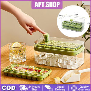 Pembuat Es Batu dengan Gagang Tekan & Wadah Transparan