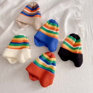 BTTJ0 Autumn Winter Beanie Cap Cute Knitted Hat Toddler Earmuffs Caps