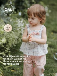 OAK FAMILY | Summer Cotton Blend Baby Girls Off-Shoulder Loose Dress Undergarment Oak Family Brand Comfortable Breathable Pure Cotton Top