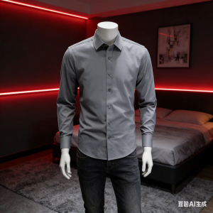 Menyesuaikan satu warna baju lengan panjang lelaki elastik sederhana lengan inci baju korea slim fit tiada perniagaan besi kelabu gelap lengan pendek bottomed shirt