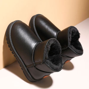 รองเท้าบูทกันหนาวสำหรับเด็กผู้หญิง หนังนิ่ม สวมใส่สบาย หนา ปิดด้วยซิป พื้นยาง กันลื่น ทรงหัวมน ฤดูหนาว 2023