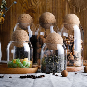 Aesthetic Minimalist Glass Food Storage Jar With Cork Lid