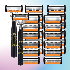 Razor Blade 5 Layers Safety Manual Shaving Head Replacement Beard Shaver Refills Cassettes for Man Face