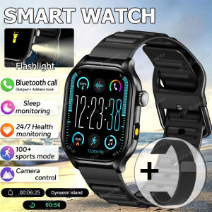Outdoor Smart Watch Men Women Full Touch Screen Sport Fitness Flashlight Smartwatch BT For Android IOS Information Display HW12