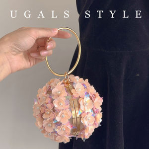 UGALS | Sparkling Crystal Flowers Bird Cage New Chinese Banquet Hand-held Crossbody Bag