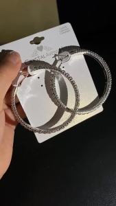 Large Hoop Earrings for Women Rhinestone Sparkly Hoop Earrings Heavy Statement Earrings Party Wedding Jewelry Gift Box Packaging
